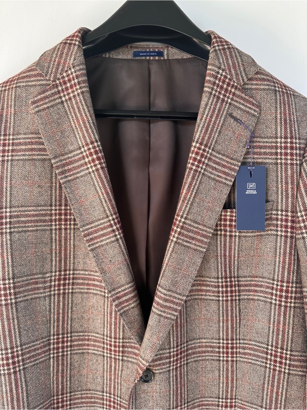 NEW Stafford Wool Sport Coat Blazer Jacket Brown Plaid Mens 48R $198 Classic Fit - Picture 2 of 14